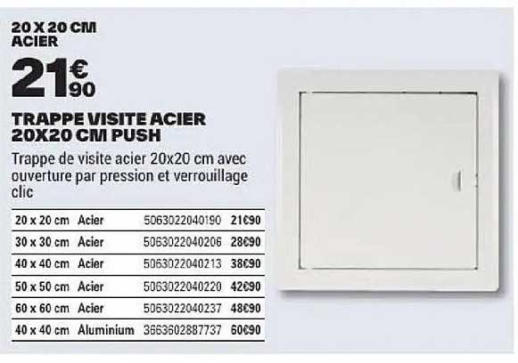 TRAPPE VISITE ACIER 20X20 CM PUSH