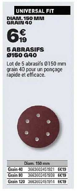 UNIVERSAL FIT DIAM. 150 MM GRAIN 40