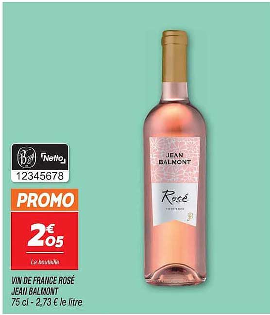 VIN DE FRANCE ROSÉ JEAN BALMONT 75 cl - 2,73 € le litre