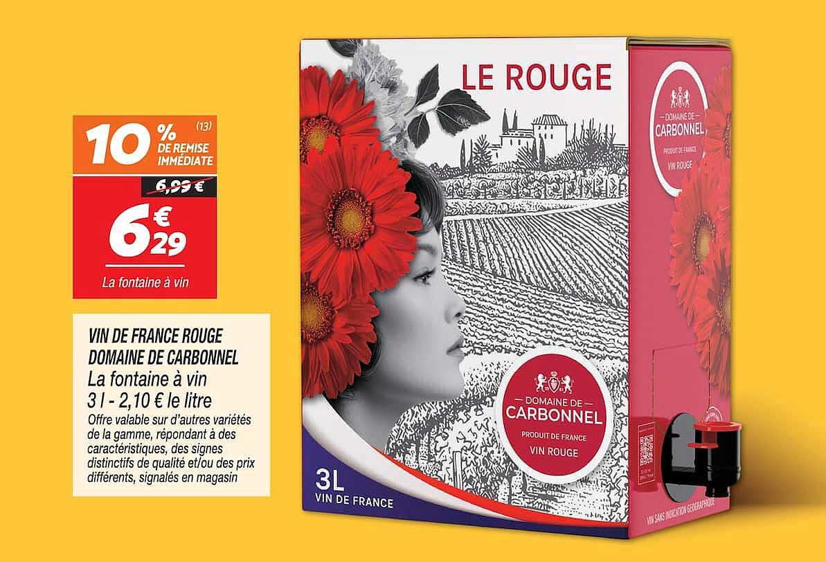 VIN DE FRANCE ROUGE DOMAINE DE CARBONNEL La fontaine à vin 3 l - 2,10 € le litre