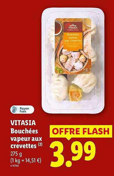 VITASIA Bouchées vapeur aux crevettes (2) 275 g