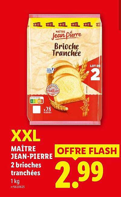 XXL MAÎTRE JEAN-PIERRE 2 brioches tranchées 1 kg