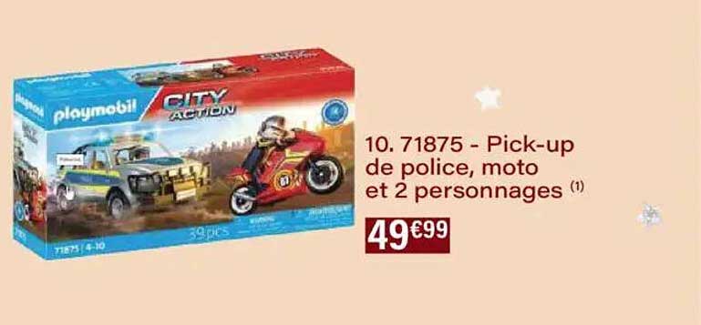 10. 71875 - Pick-up de police, moto et 2 personnages