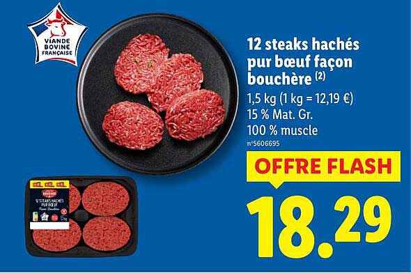 12 steaks hachés pur bœuf façon bouchère