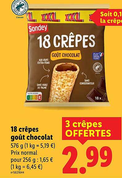 18 crêpes goût chocolat