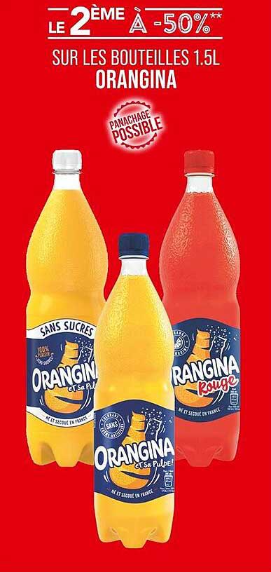 2 ÉME À -50% SUR LES BOUTEILLES 1.5L ORANGINA