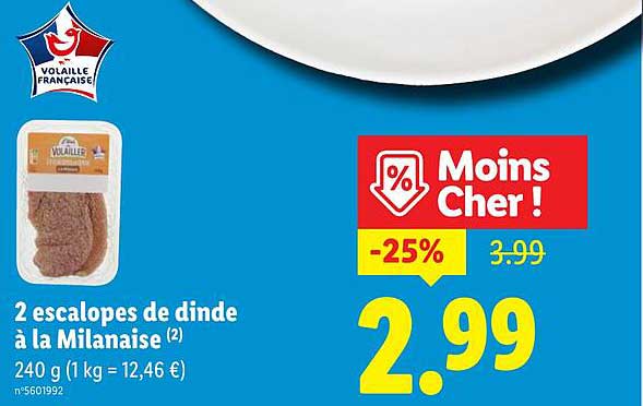 2 escalopes de dinde à la Milanaise