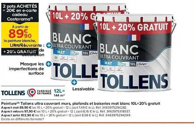 2 pots ACHETÉS = 20 € en e-carte cadeau Castorama®