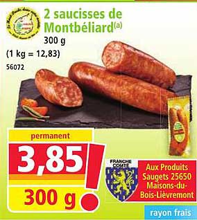 2 saucisses de Montbéliard