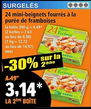 24 mini-beignets fourrés à la purée de framboises