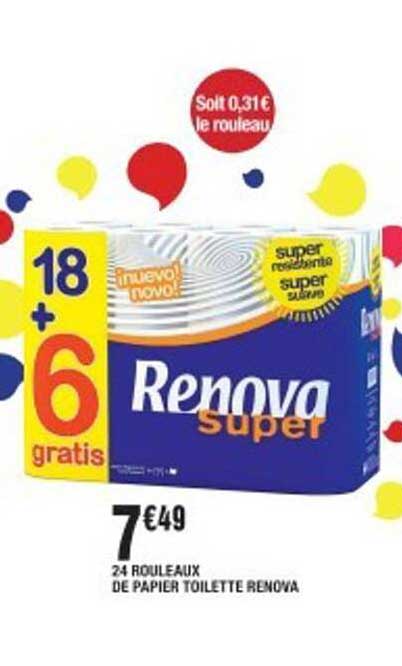 24 ROUEAUX DE PAPIER TOILETTE RENOVA