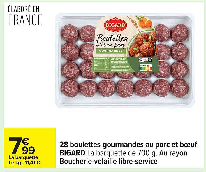 28 boulettes gourmandes au porc et bœuf BIGARD