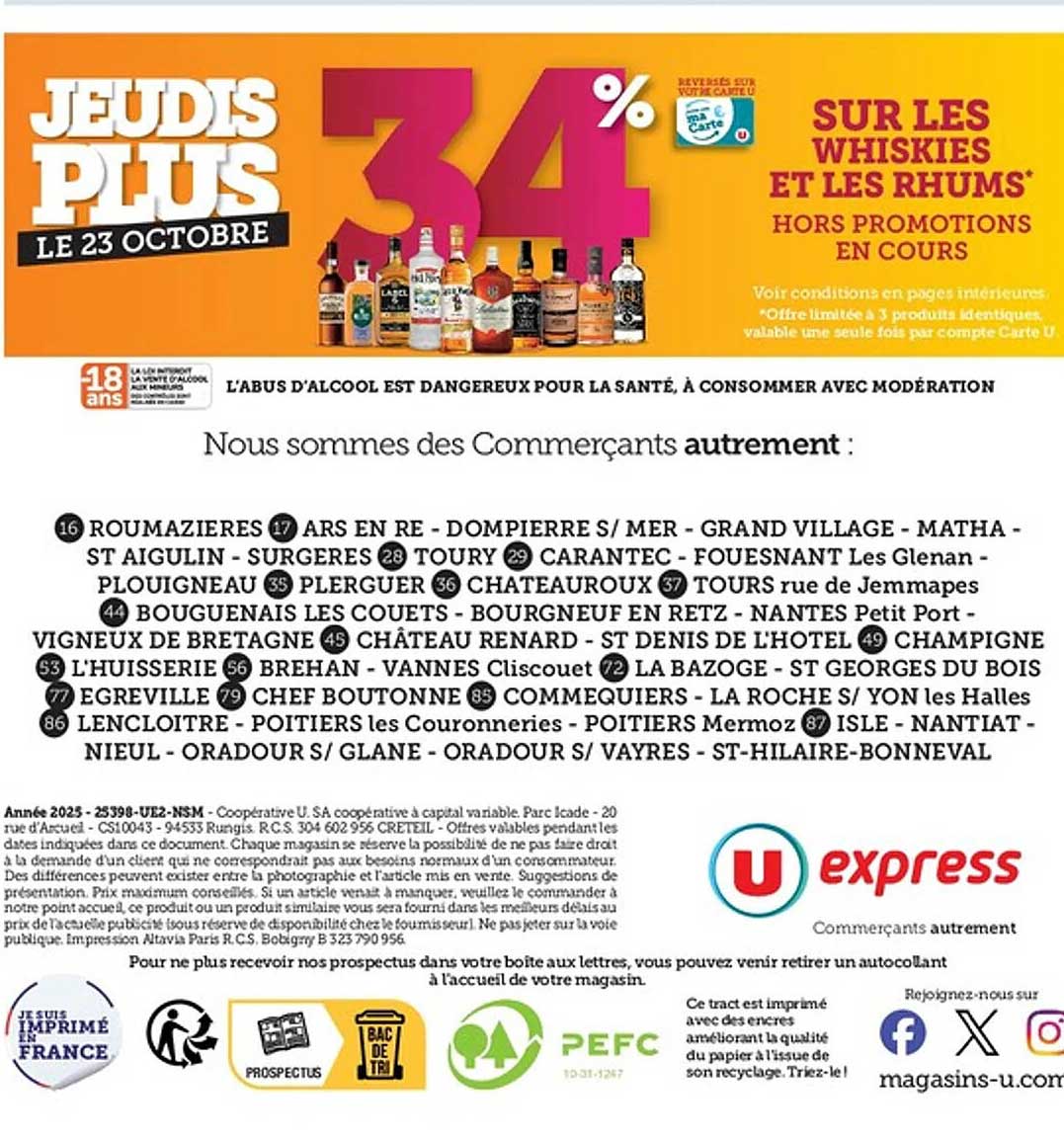 34% SUR LES WHISKIES ET LES RHUMS