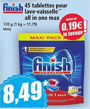 45 TABLETTES POUR LAVE-VAISSELLE ALL IN ONE MAX