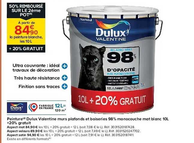 50% REMBOURSÉ SUR LE 2ème POT*