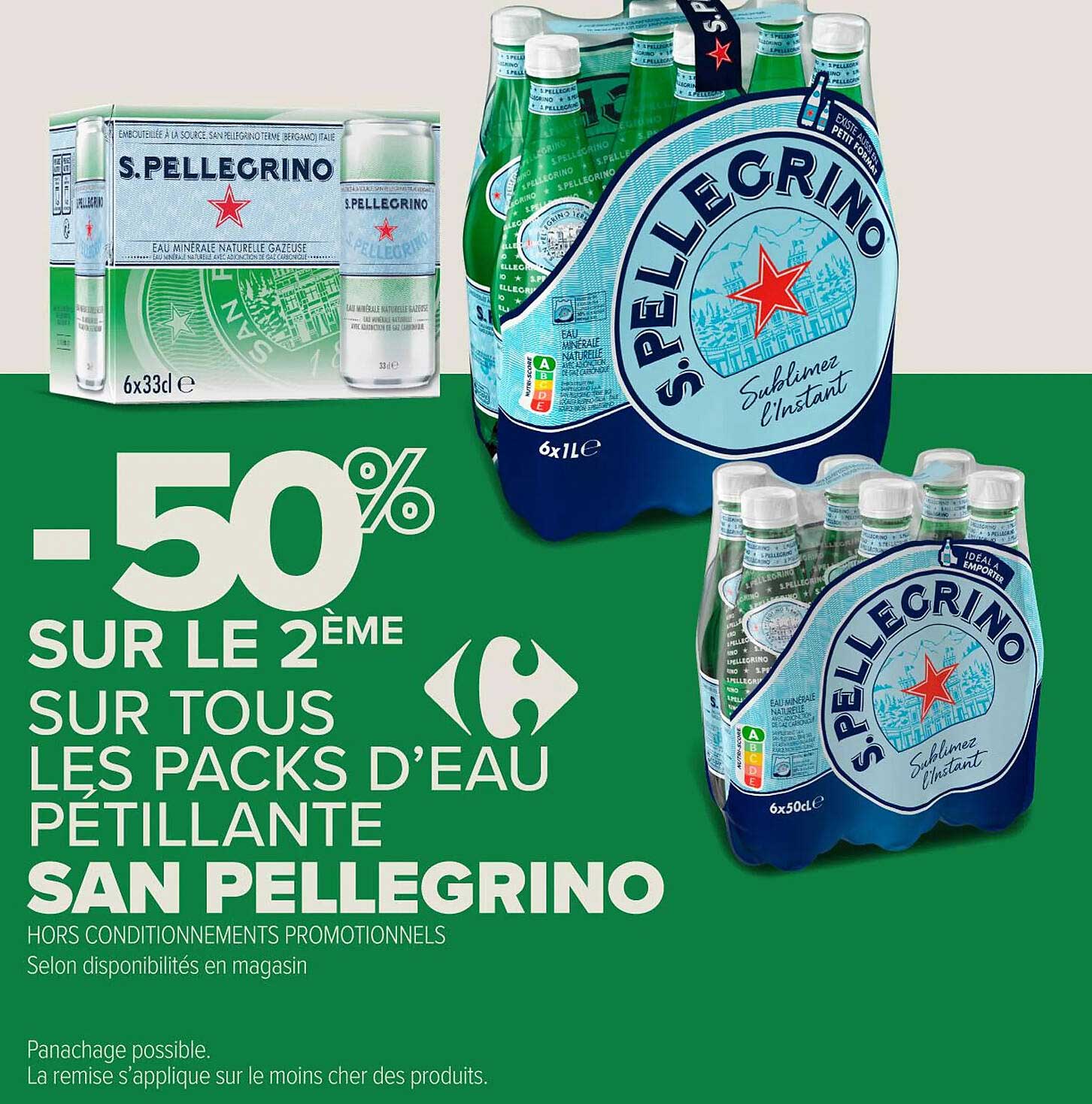 -50% SUR LE 2ÈME SUR TOUS LES PACKS D’EAU PÉTILLANTE SAN PELLEGRINO