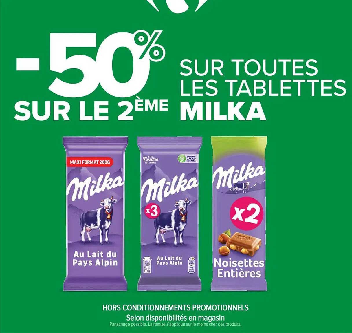 -50% SUR LE 2ème SUR TOUTES LES TABLETTES MILKA