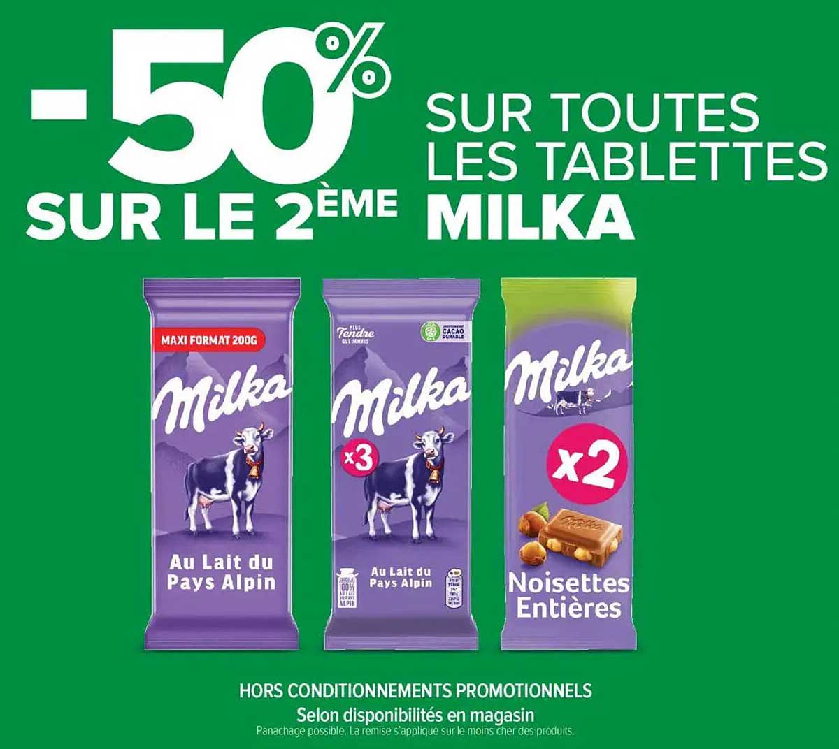 -50% SUR LE 2ème SUR TOUTES LES TABLETTES MILKA