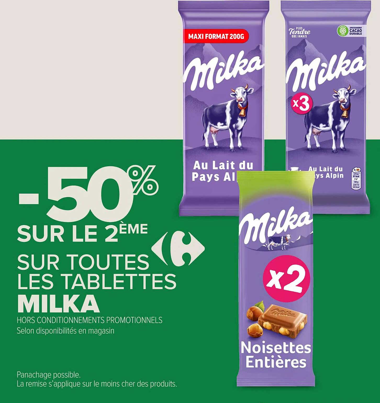-50% SUR LE 2ÈME SUR TOUTES LES TABLETTES MILKA