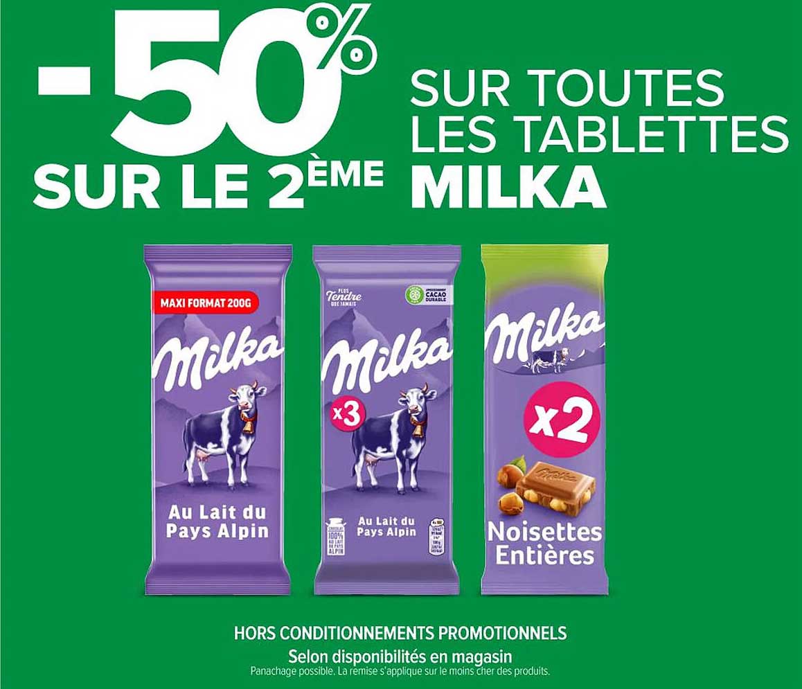 -50% SUR LE 2ÈME SUR TOUTES LES TABLETTES MILKA