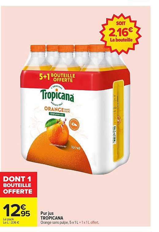 5+1 Bouteille offerte sur les jus Tropicana