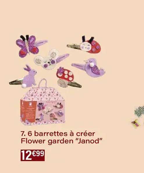 6 barrettes à créer Flower garden “Janod”