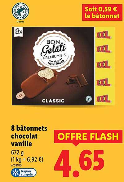 8 bâtonnets chocolat vanille