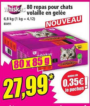80 repas pour chats volaille en gelée
