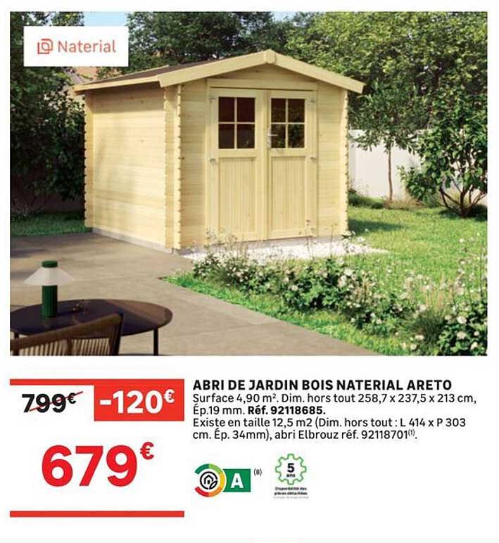 ABRI DE JARDIN BOIS NATERIAL ARETO