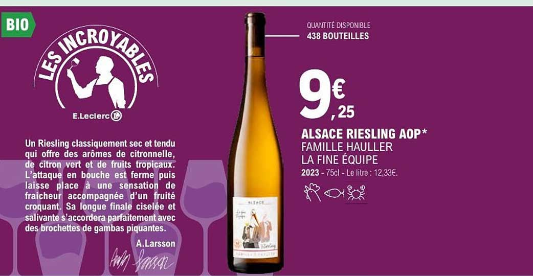 ALSACE RIESLING AOP* FAMILLE HAULLER LA FINE ÉQUIPE