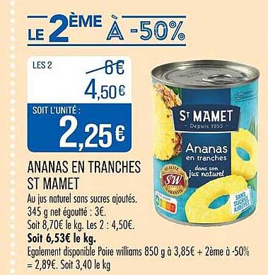 ANANAS EN TRANCHES ST MAMET