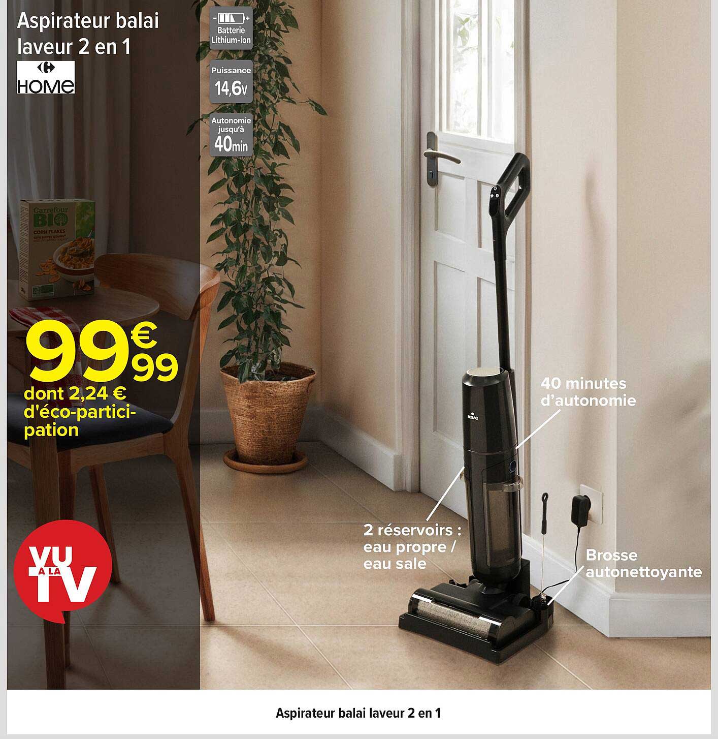 Aspirateur balai laveur 2 en 1