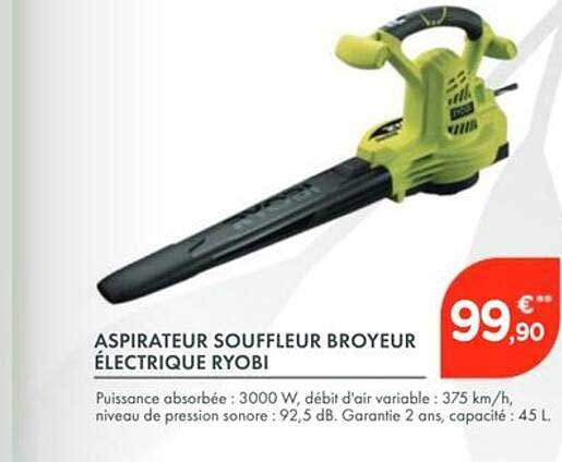 ASPIRATEUR SOUFFLEUR BROYEUR ÉLECTRIQUE RYOBI