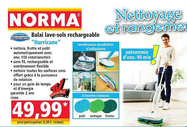 Balai lave-sols rechargeable "Hurricane"