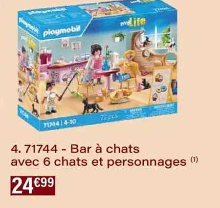 Bar à chats avec 6 chats et personnages