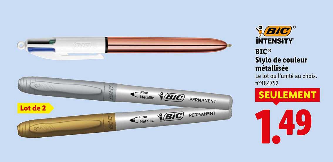 BIC® Stylo de couleur métallisée