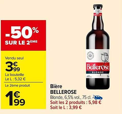Bière BELLEROSE Blonde, 6,5% vol., 75 cl.