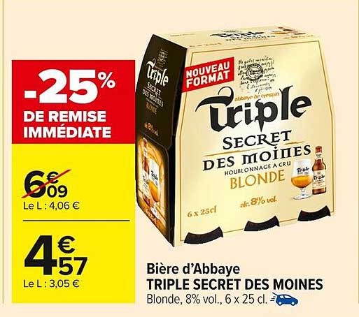 Bière d’Abbaye TRIPLE SECRET DES MOINES