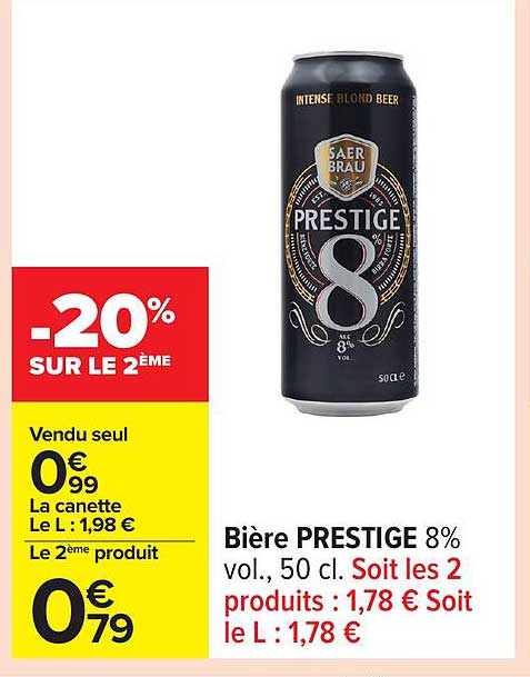 Bière PRESTIGE 8% vol., 50 cl.