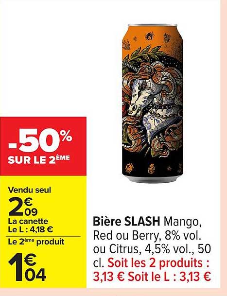 Bière SLASH Mango, Red ou Berry, 8% vol. ou Citrus, 4,5% vol.