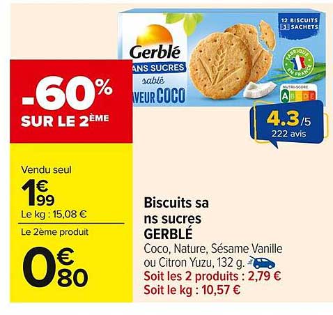 Biscuits sans sucres GERBLÉ