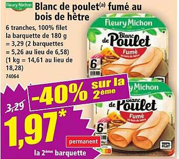 Blanc de poulet(a) fumé au bois de hêtre