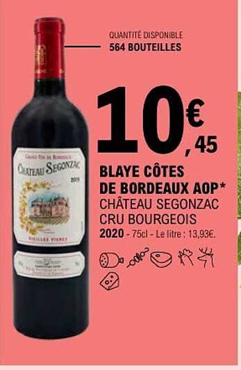 BLAYE CÔTES DE BORDEAUX AOP* CHÂTEAU SEGONZAC CRU BOURGEOIS