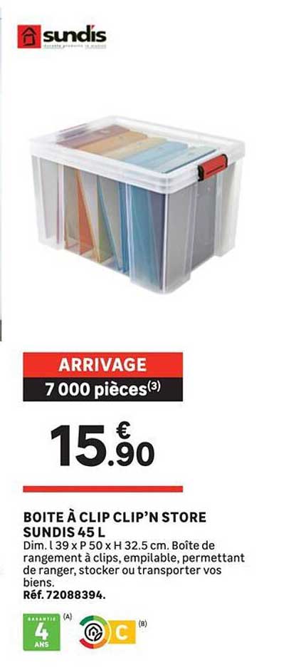 BOITE À CLIP CLIP’N STORE SUNDIS 45 L