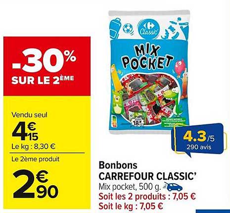 Bonbons CARREFOUR CLASSIC’ Mix pocket, 500 g