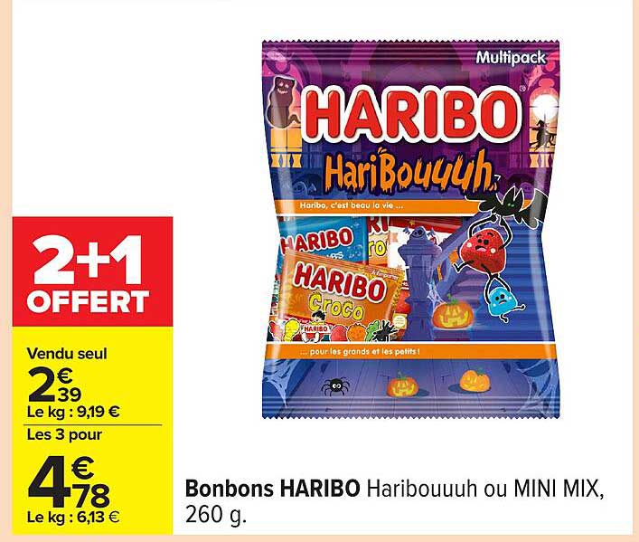 Bonbons HARIBO Haribouuuuh ou MINI MIX, 260 g.