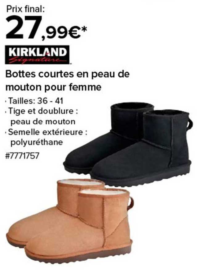 Bottes courtes en peau de mouton pour femme
