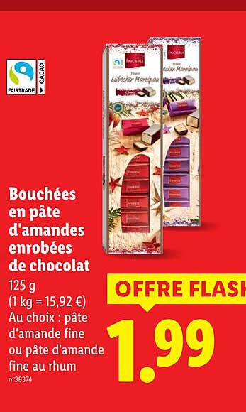 Bouchées en pâte d'amandes enrobées de chocolat