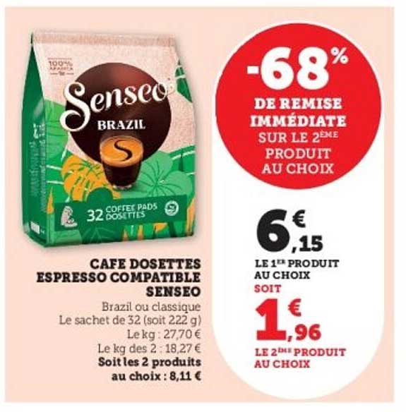 CAFÉ DOSETTES ESPRESSO COMPATIBLE SENSEO