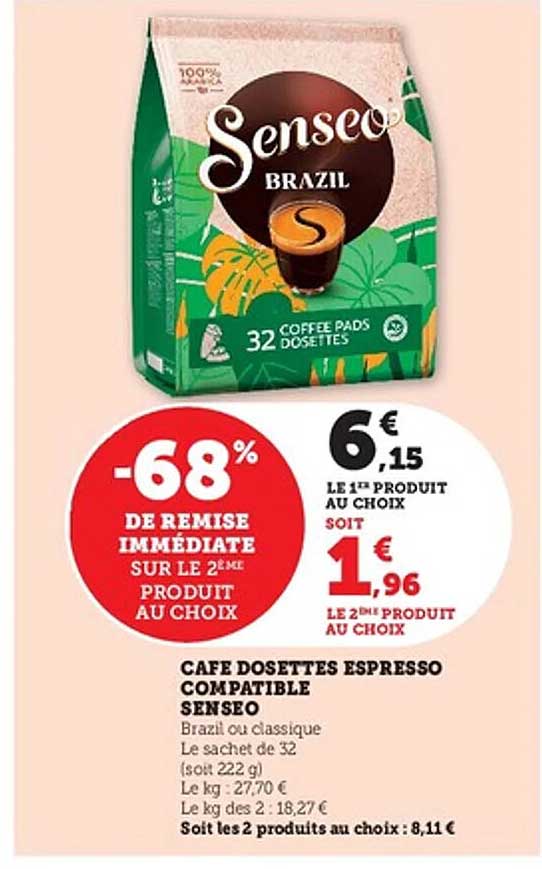 CAFE DOSSETTES ESPRESSO COMPATIBLE SENSEO